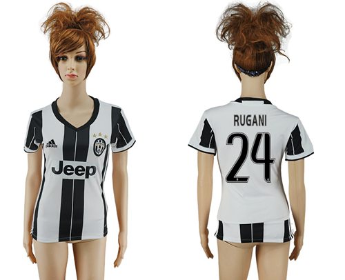 Women's Juventus #24 Rugani Home Soccer Club Jersey